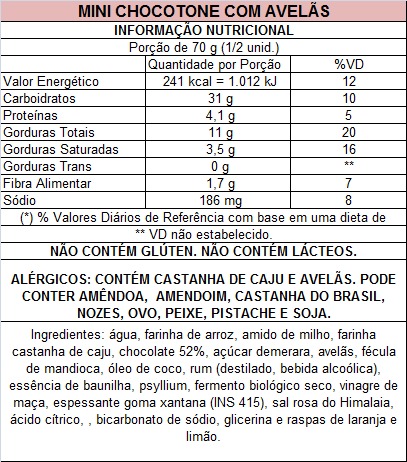 10 Mini Chocotones com Avelãs 140g